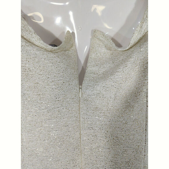 Marina Off-the-Shoulder Metallic Knit Shirred Dress Womens 10 NWT Holidays Party - Picture 5 of 10